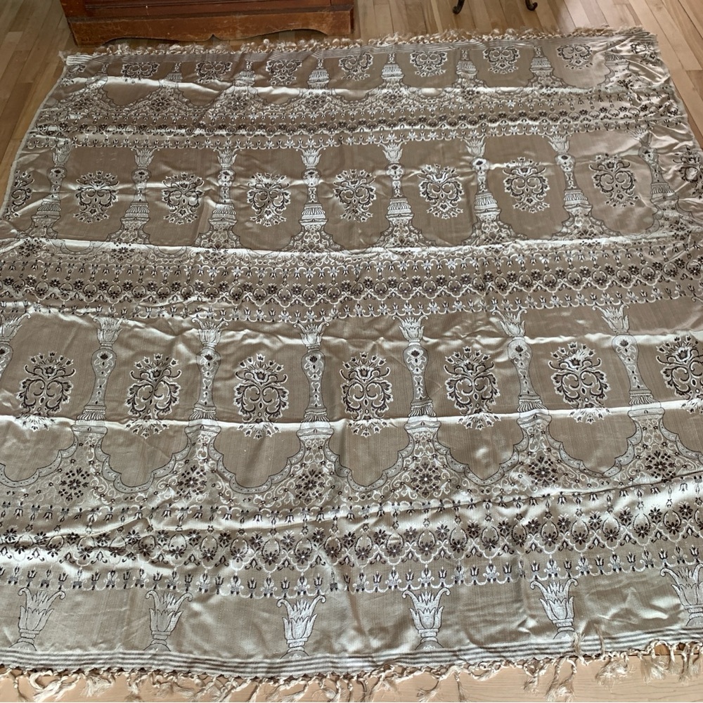 Vintage Silver Black Brocade Bedcover
